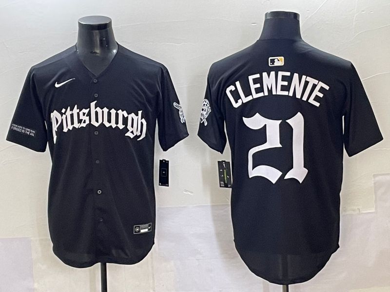 Men 2025 Pittsburgh Pirates #21 Clemente Black Five generations Joint Name Nike MLB Jersey style 14->oklahoma city thunder->NBA Jersey